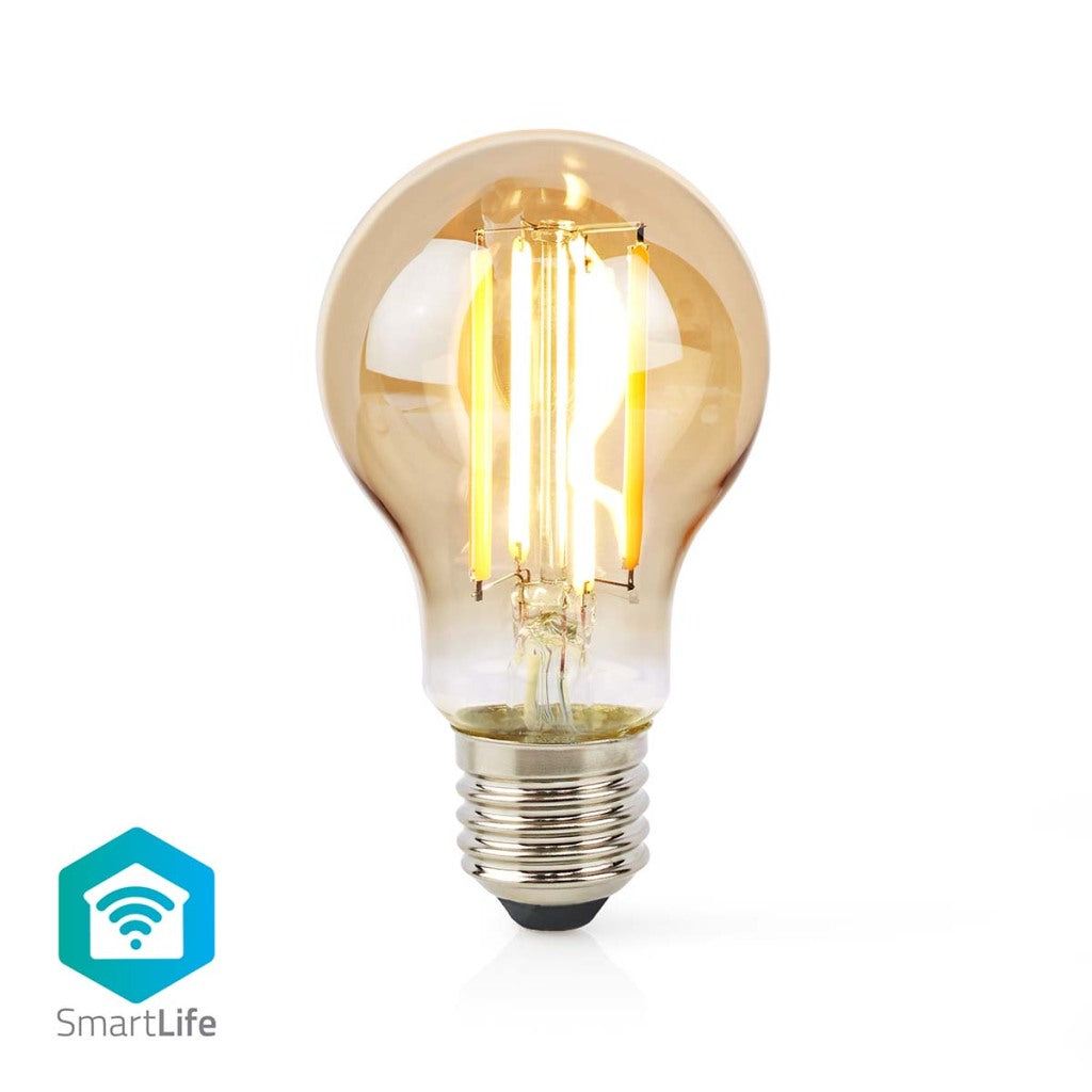 Nedis WiFiLRF10A60 SmartLife Lampe à incandescence LED Wi-Fi E27 806 lm 7 W Verre blanc chaud Android iOS Poire