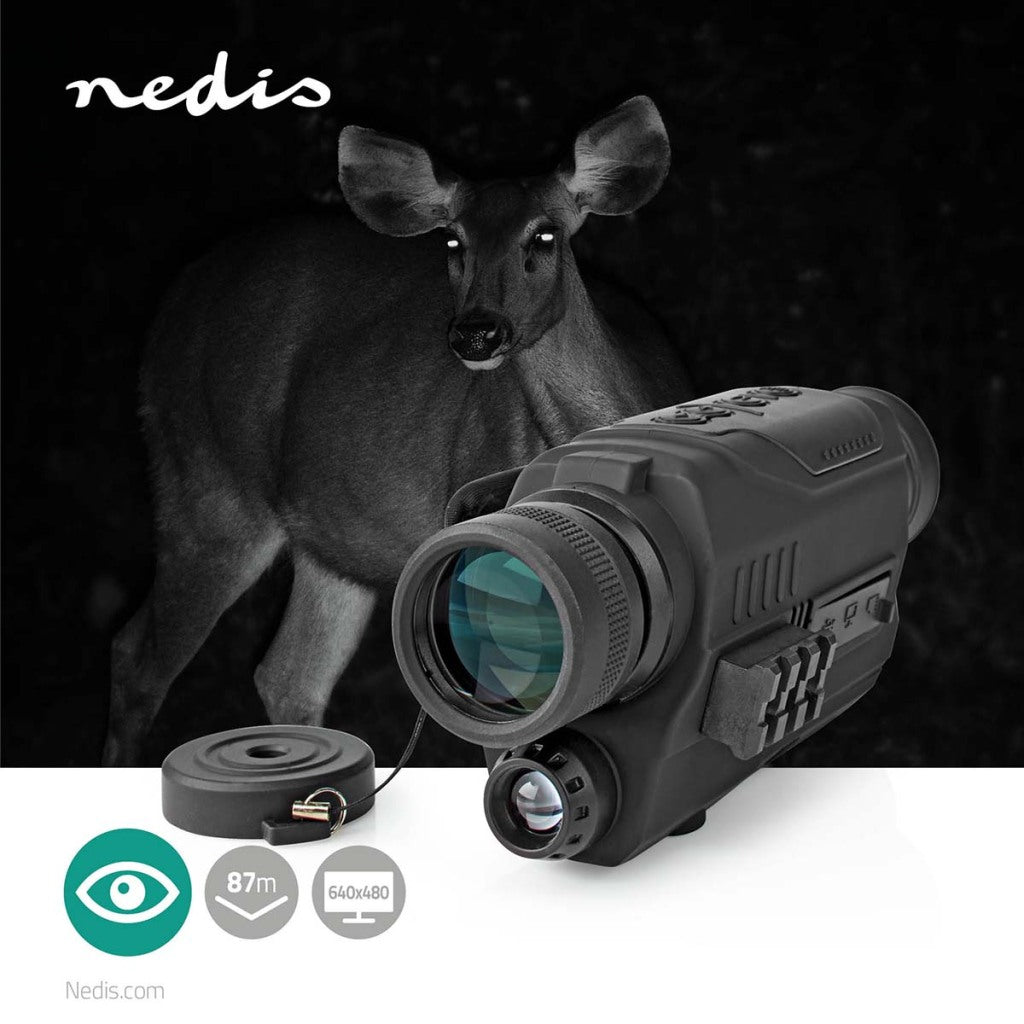 Nedis scbi9000bk monocular vergroting: 5 x diameter objectieflens: 32 mm gezichtsveld: 87 m nachtzicht inclusief reistas