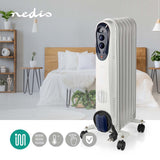 Nedis HTOI30WT7 Mobilni oljni radiator 600 900 1500 W 7 FINS nastavljivi termostat 3 toplotni položaji Omvalveventie