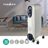 Nedis htoi30wt9 radiatore di olio mobile 800 1200 2000 W 9 pinne termostato regolabile 3 posizioni di calore omval prevenzione bianca