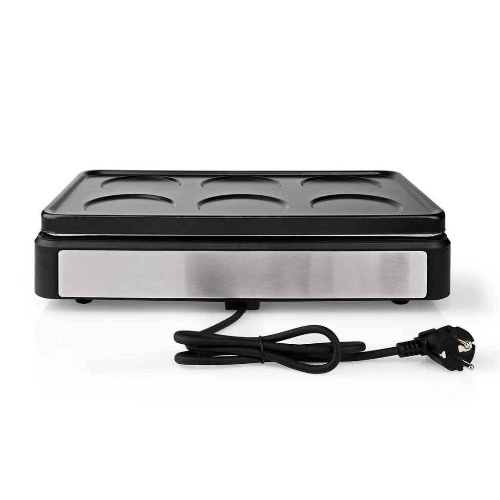 Nedis Fcra310fbk6 Party Wokset Grill 6 Personen Spatel-Temperatur-Einstellung Anti-Stick niedriger Rechteck