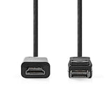 NEDIS CCGL37100BK20 DisplayPort Cable DisplayPort Male HDMI Trade; Anslutning 1080p nickelpläterad 2,00 m runt PVC svart etikett