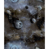 Fond d'écran noordwand bonne vibrations galaxy planètes et texte bleu et noir