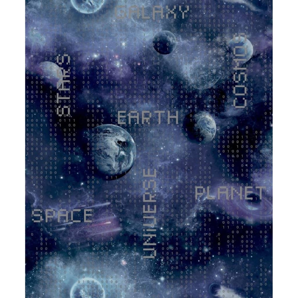 North Wall Noordwand Fond d'écran Bonnes vibrations Galaxy Planets and Text Black and Purple