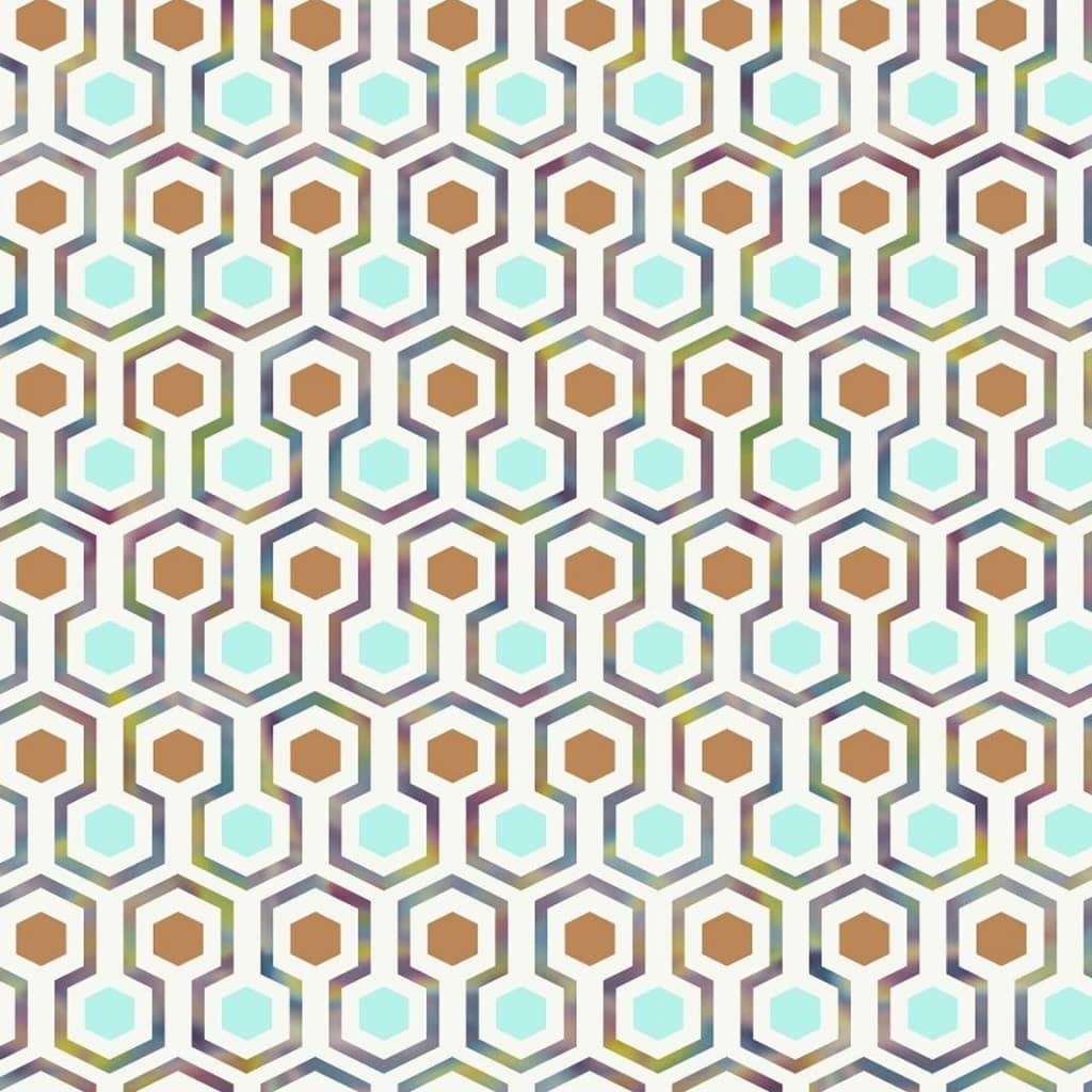 North Wall Noordwand Wallpaper Good Vibes Hexagon Pattern Green and Orange