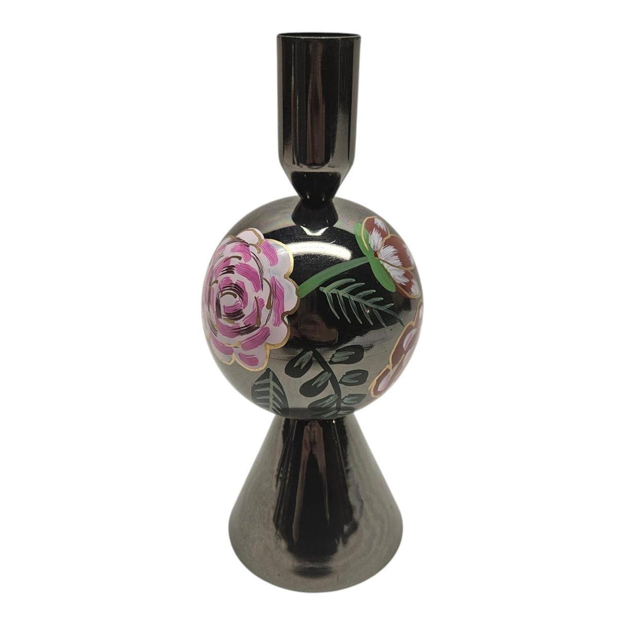 Mansion atmosphere kandelaar chrysant zwart 7,5x7,5x18,5cm