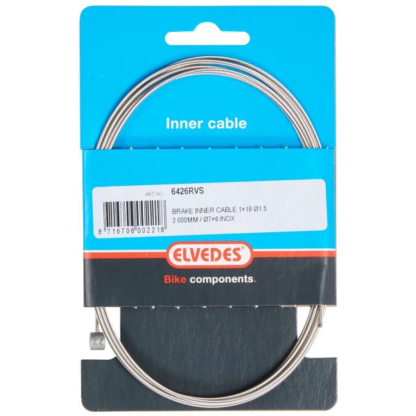 Câble intérieur de frein Elvedes 2 000 mm 1×19 fils acier inoxydable ø1,5mm avec raccord en T ø7 × 6mm