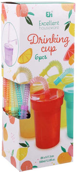 Koopman gobelets colorés jouet avec paille - lot de 6 gobelets en plastique.