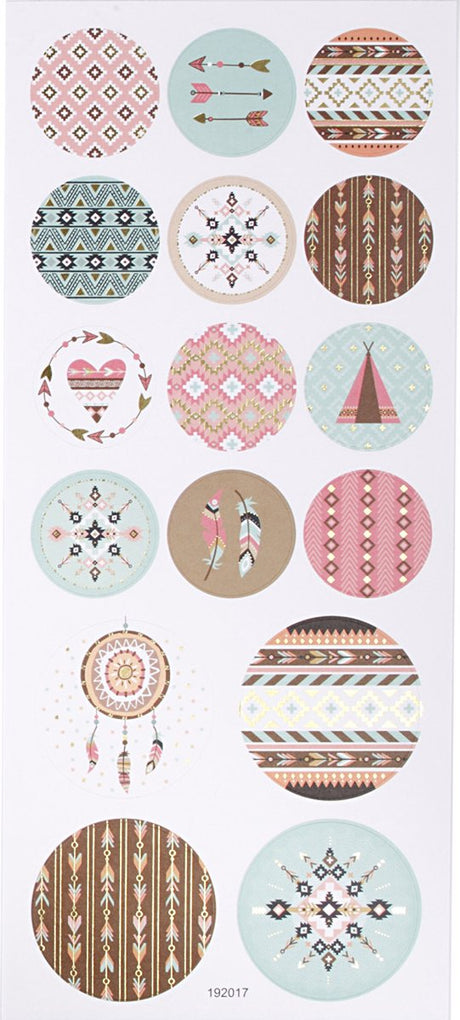 Autocollants Creativ Company, Indiens, feuille 10x23 cm, env. 16 pièces, 1 feuille