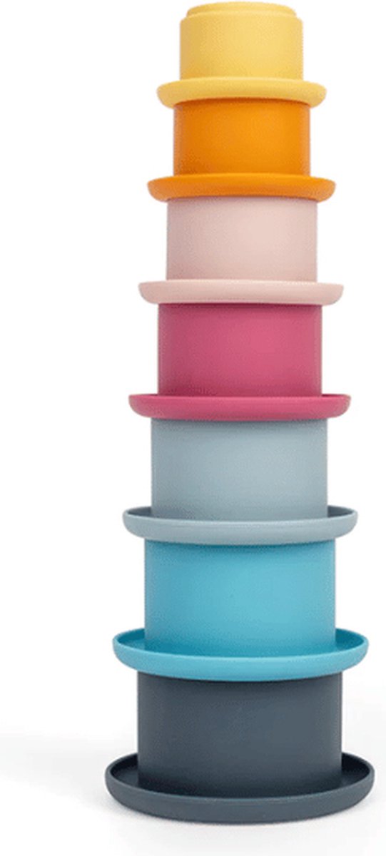 Bigjigs toys gobelets empilables bigjigs - jouets à empiler - jouets en silicone - multicolore - à partir de 12 mois