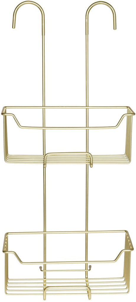 Wenko support de douche milo 2 couches en acier inoxydable couleur or 25x55cm - sans perçage - support de douche suspendu - panier de douche - support de douche suspendu