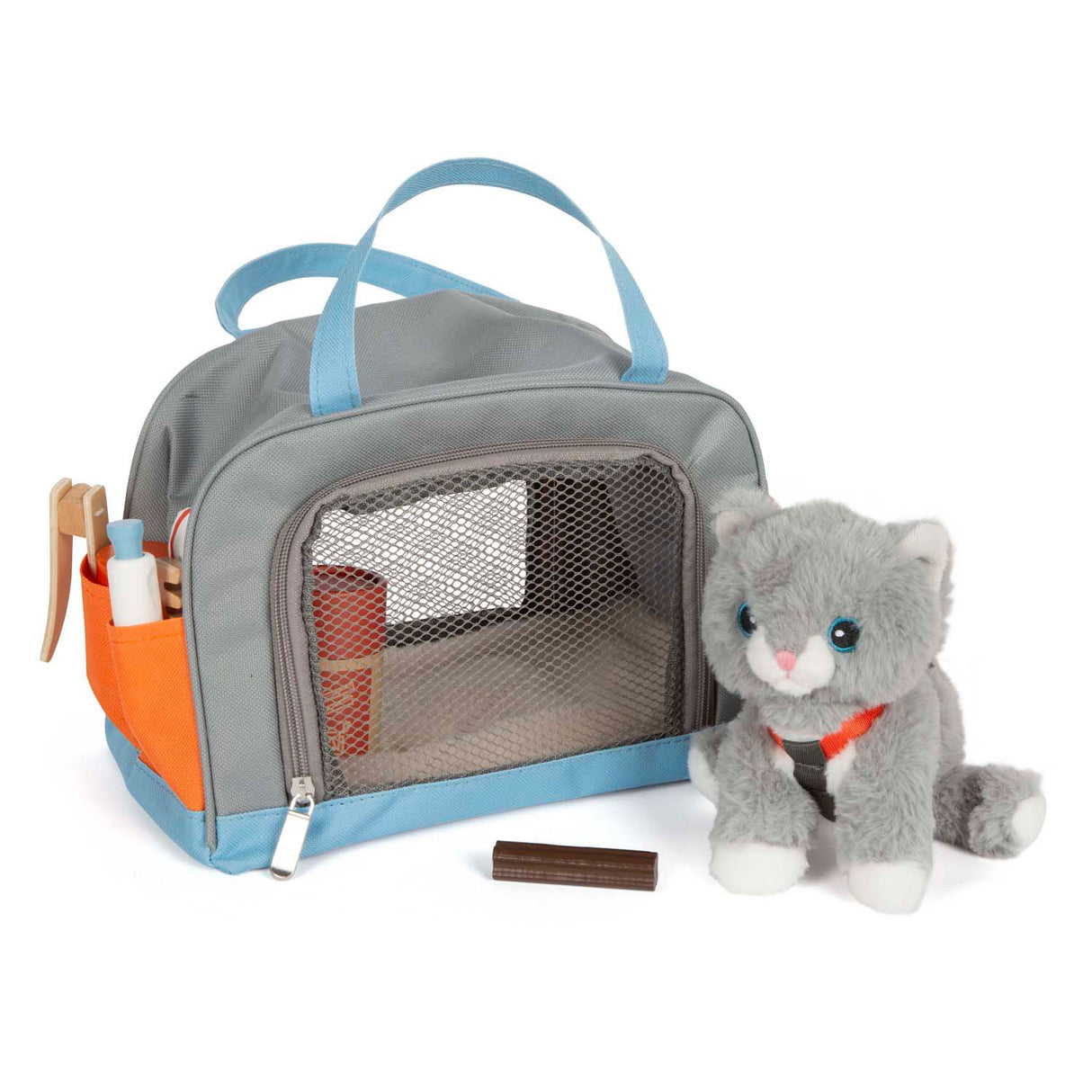 Small foot - peluche chat avec sac de transport et kit de soins