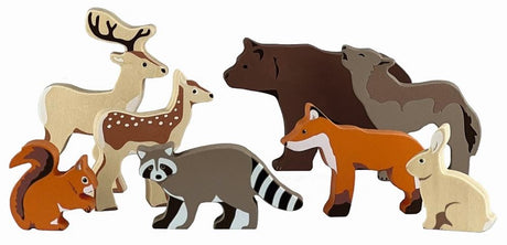 8 animaux de la forêt en bois. 3+