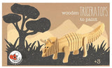 Tricératops en bois à peindre. 22x7x5