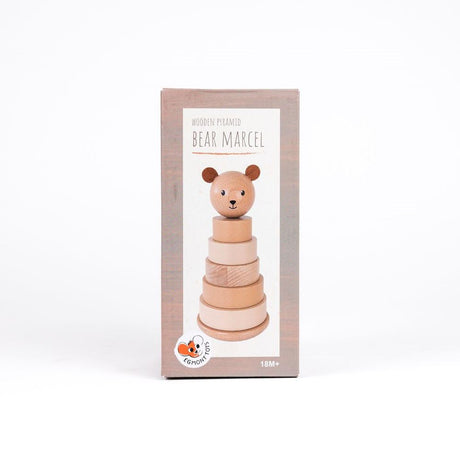 Pile en bois d'ours Marcel. 21x10x10 cm