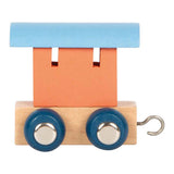 Small foot houten lettertrein wagon zalmroze blauw