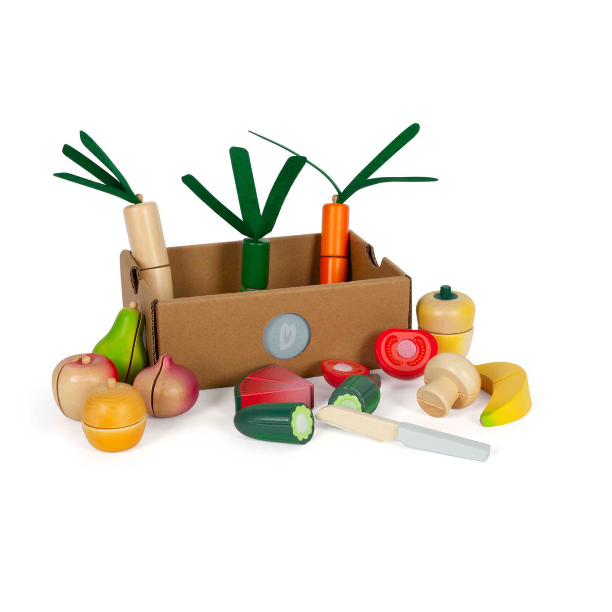 Small foot - jeu de coupe et de légumes en bois frais, 14 pièces.