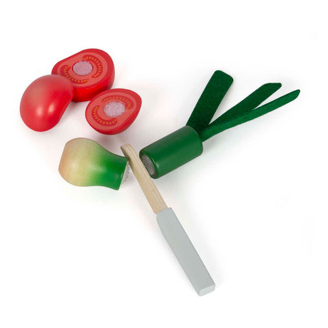 Small foot - jeu de coupe et de légumes en bois frais, 14 pièces.