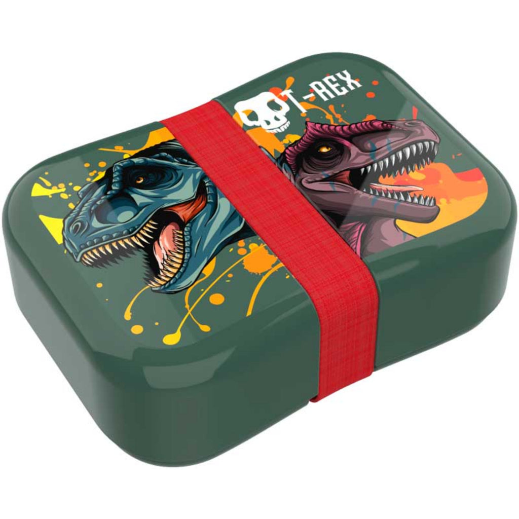 Boîte à lunch basique t-rex vert foncé rouge