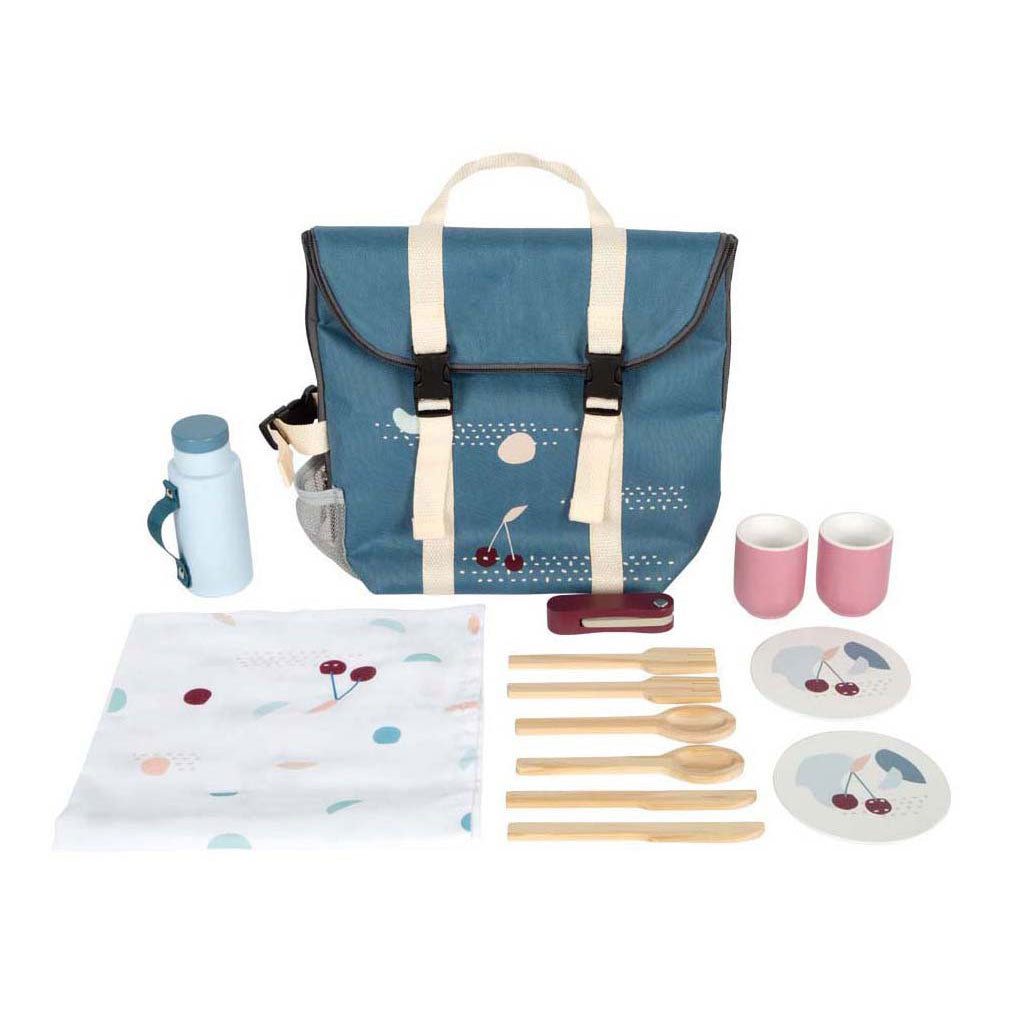 Small foot - sac à dos avec jeu de pique-nique savoureux en bois, 14 pièces.