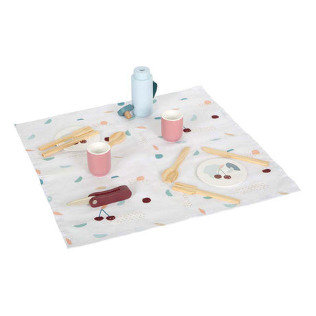 Small foot - sac à dos avec jeu de pique-nique savoureux en bois, 14 pièces.