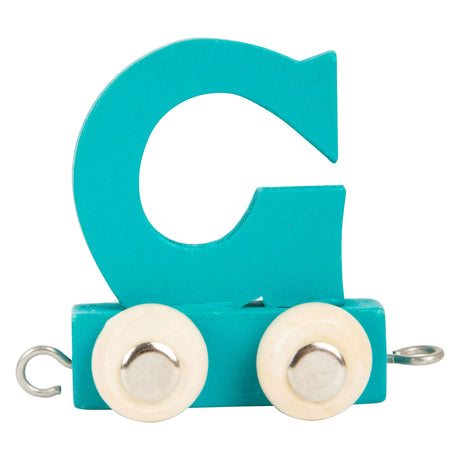 Small foot - train à lettres en bois bleu aqua - g - 12 pièces