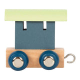 Small foot - train aux lettres en bois polaire - wagon bleu vert - 12 pièces