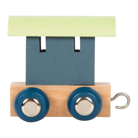 Small foot - train aux lettres en bois polaire - wagon bleu vert - 12 pièces