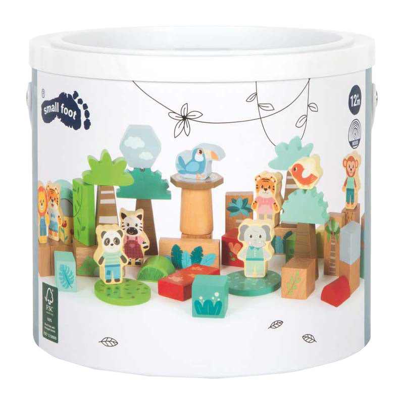 Small foot - blocs de construction en bois amis de la jungle fsc - 50 pcs.