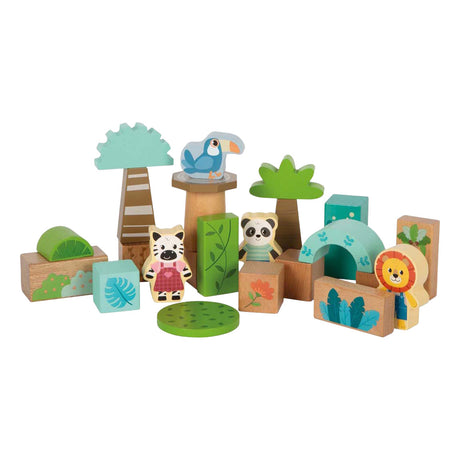 Small foot - blocs de construction en bois amis de la jungle fsc - 50 pcs.