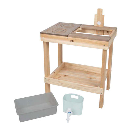 Cuisine en terre cuite et table de jeu Small Foot pour s'amuser en plein air.