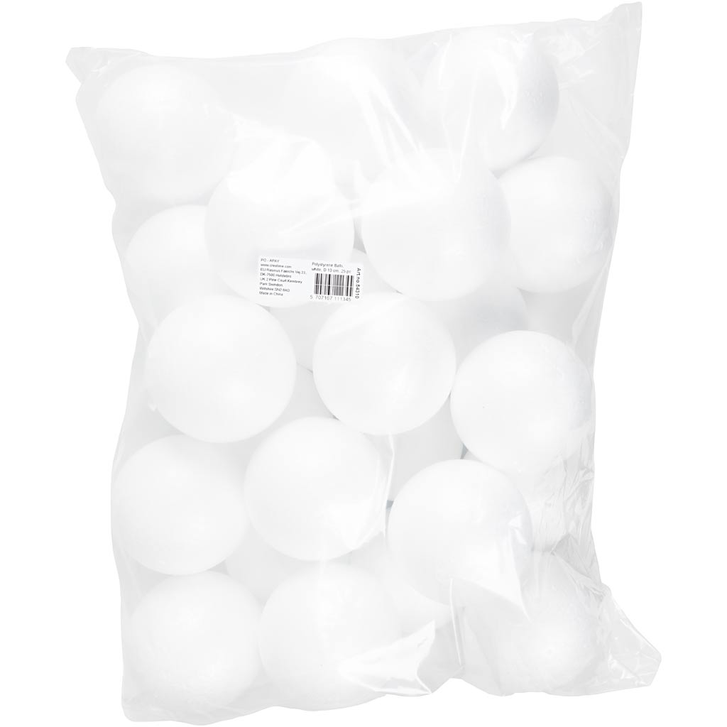 Boules Creativ company, d 10 cm, blanches, 25 pièces 1 boîte