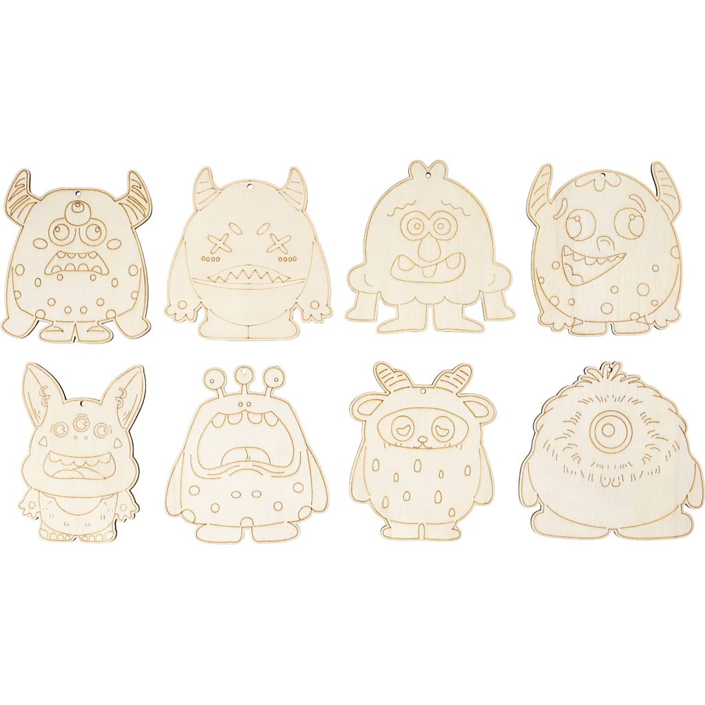 Figurines en bois Creativ company, échantillons, h : 12,4 cm, épaisseur 3 mm, 24 pièces 1 boîte
