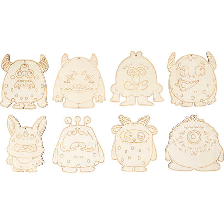 Figurines en bois Creativ company, échantillons, h : 12,4 cm, épaisseur 3 mm, 24 pièces 1 boîte