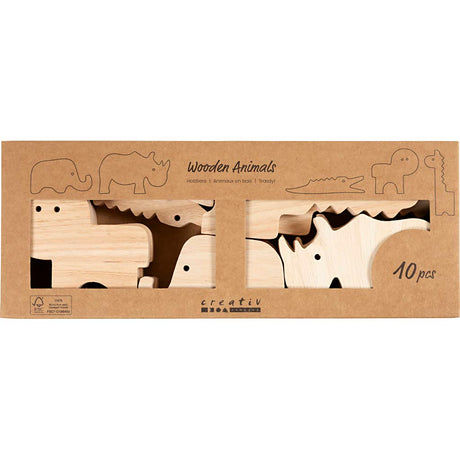 Creativ company animaux en bois, safari, h : 3-14,5 cm, épaisseur 2 cm, 10 pièces 1 boîte
