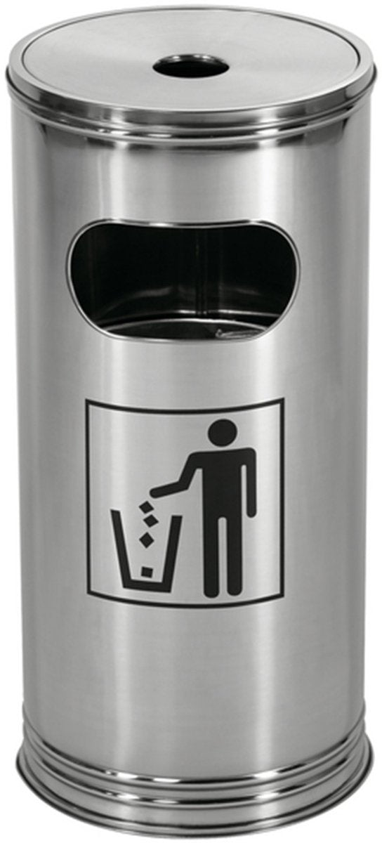 Cendrier sur pied Wesco | 15 litres | métal - acier inoxydable | poubelle avec cendrier sur pied