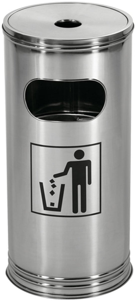 Cendrier sur pied Wesco | 15 litres | métal - acier inoxydable | poubelle avec cendrier sur pied