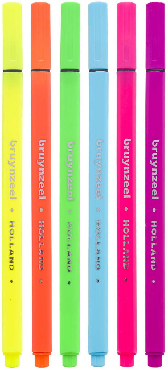 Bruynzeel set de feutres fins néon 6 couleurs