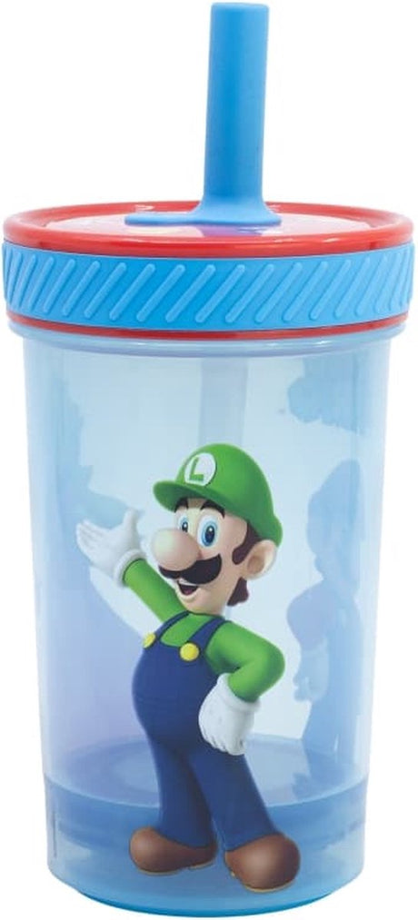 Gobelet en plastique anti-basculement Stor Super Mario avec paille en silicone