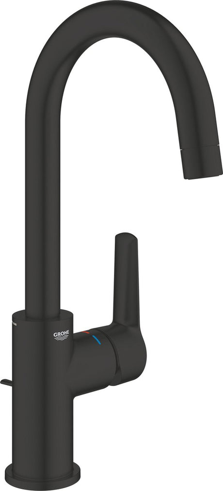 Grohe quickfix start Mitigeur de lavabo à levier unique économie d'eau - incl. bec orientable et vidage - taille L - noir mat
