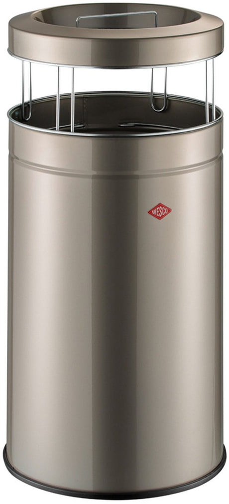 Cendrier sur pied Wesco grosses cendres avec tamis | 120 litres | métal - maillechort | poubelle avec cendrier sur pied - fabriquée en Allemagne