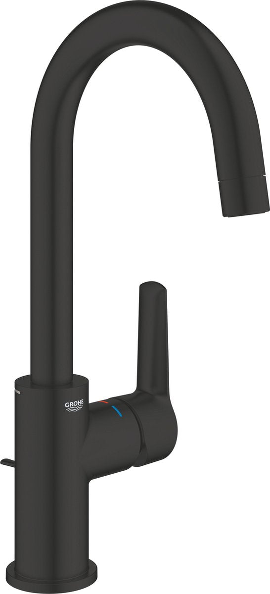 Grohe quickfix start Mitigeur de lavabo à levier unique économie d'eau - incl. bec orientable et vidage - taille L - noir mat