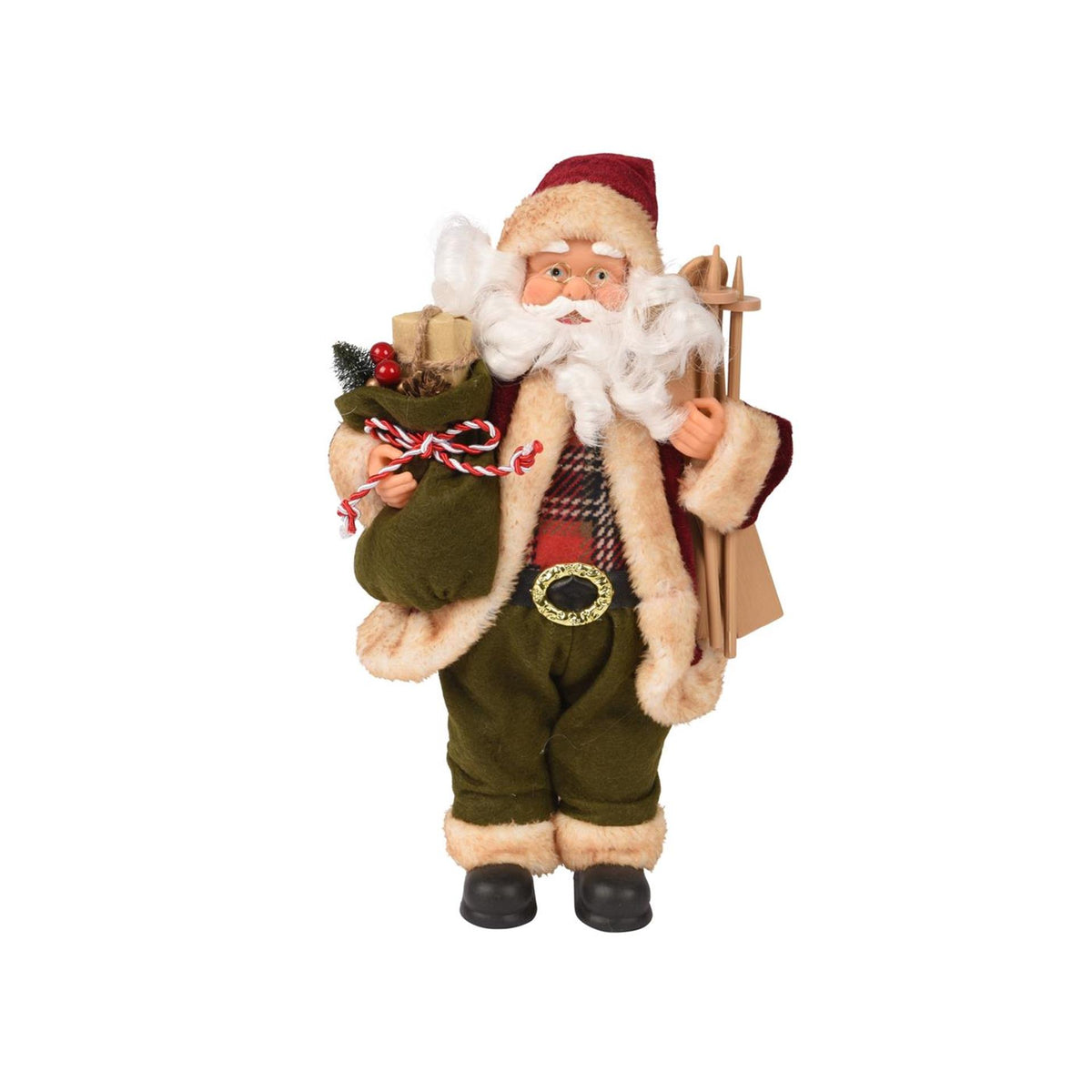 Decoris kerstman met cadeaus 15x25x30cm polyester