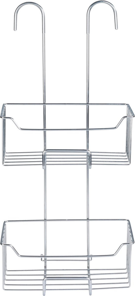Wenko support de douche milo 2 couches en acier inoxydable brillant 25x55cm - sans perçage - support de douche suspendu - panier de douche - support de douche suspendu