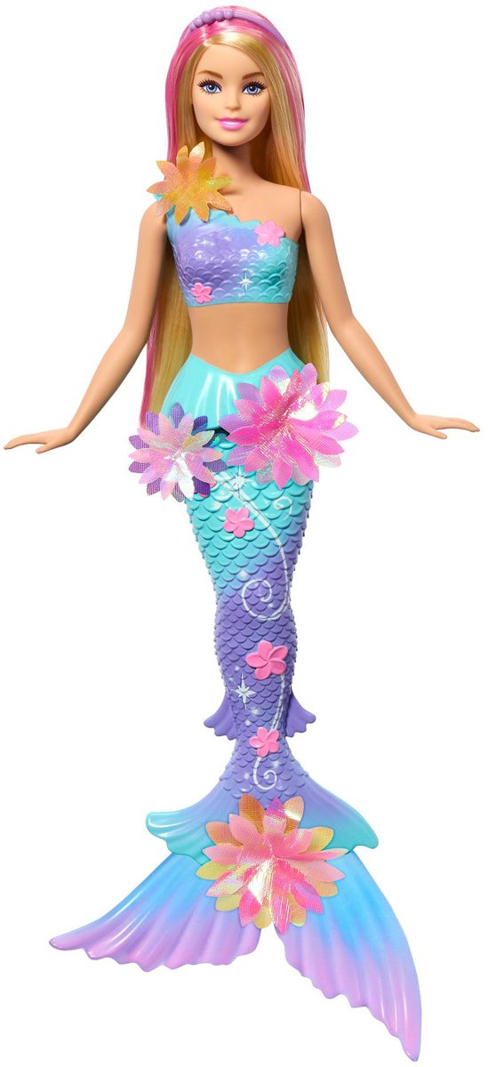 Barbie sirène avec fleurs magiques bleues