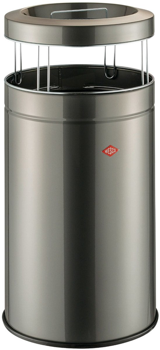 Cendrier sur pied Wesco grosses cendres avec tamis | 120 litres | métal - graphite | poubelle avec cendrier sur pied - fabriquée en Allemagne