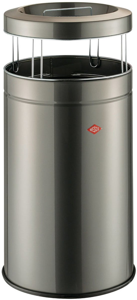 Cendrier sur pied Wesco grosses cendres avec tamis | 120 litres | métal - graphite | poubelle avec cendrier sur pied - fabriquée en Allemagne