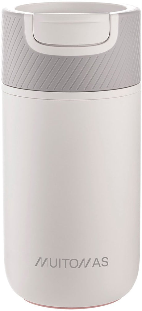 Bouteille d'eau Muitomas Never Fall Down - Système de ventouse anti-chute - Poignée antidérapante - Construction thermique - 350 ml - Blanc