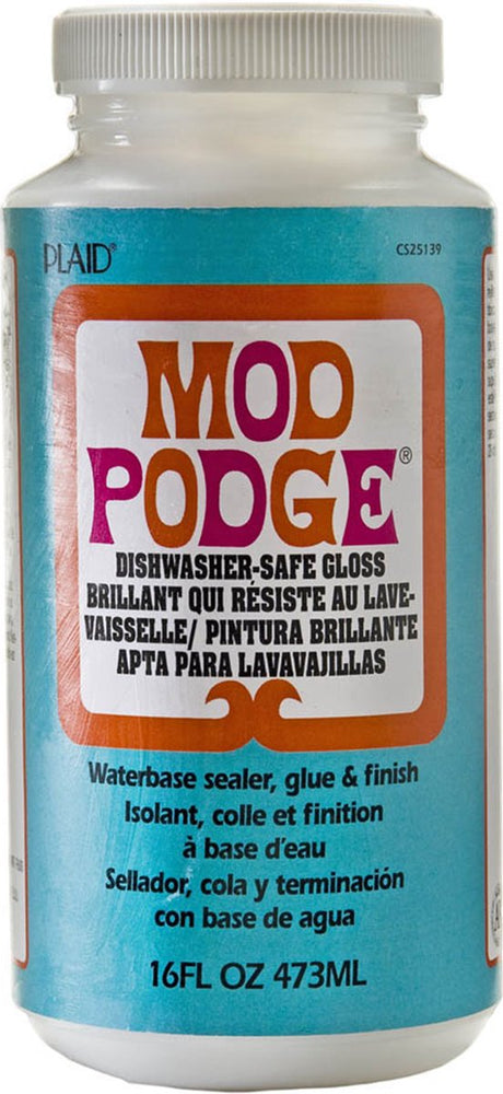 Mod podge brillant lavable au lave-vaisselle - colle de découpage - imperméable à l'eau - 473 ml