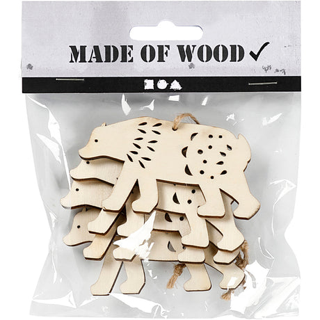 Ornement Creativ company, ours polaire, h : 4,5 cm, p : 0,5 cm, l : 7,5 cm, 4 pièces 1 boîte